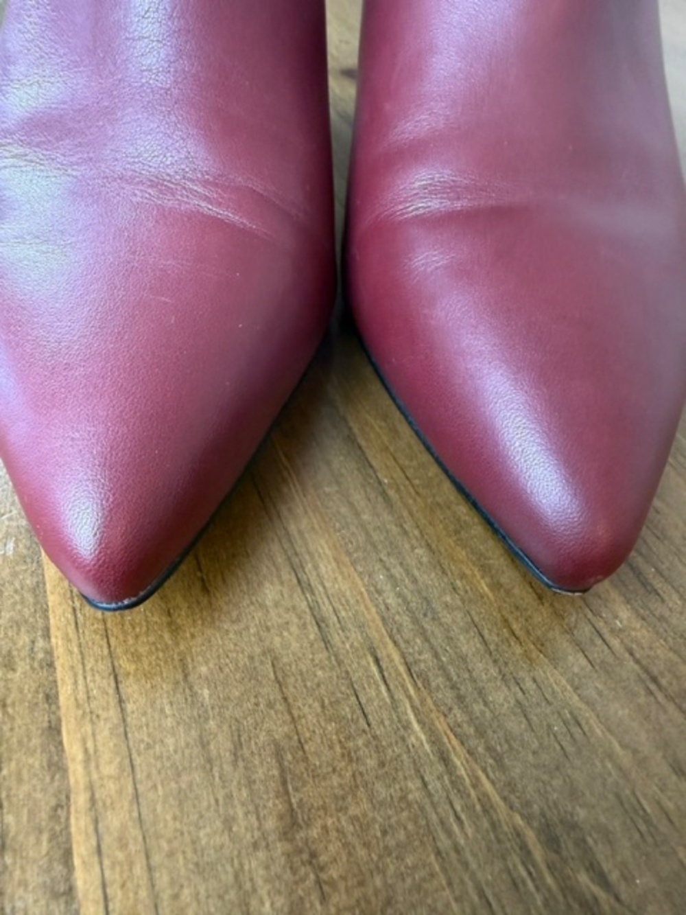 Sam Edelman Kinzey Burgundy Leather Pointed Toe Kitten Heel Booties Size 7M - Picture 8 of 14